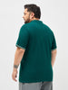 Plus Men's Teal Green Solid Regular Fit Half Sleeve Cotton Polo T-Shirt