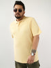 Plus Men's Beige Solid Regular Fit Half Sleeve Cotton Polo T-Shirt