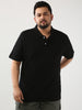 Plus Men's Black Solid Regular Fit Half Sleeve Cotton Polo T-Shirt