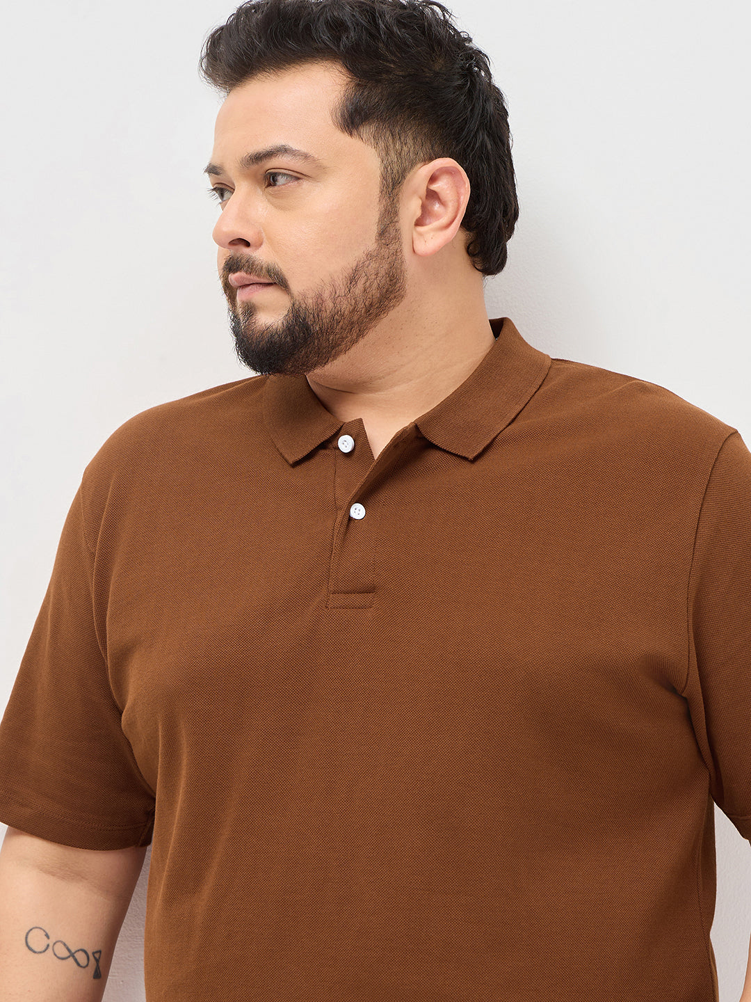 Plus Men's Chocolare Brown Solid Regular Fit Half Sleeve Cotton Polo T-Shirt