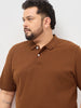 Plus Men's Chocolare Brown Solid Regular Fit Half Sleeve Cotton Polo T-Shirt