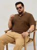 Plus Men's Dark Brown Solid Regular Fit Half Sleeve Cotton Polo T-Shirt
