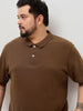 Plus Men's Dark Brown Solid Regular Fit Half Sleeve Cotton Polo T-Shirt