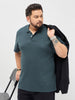 Plus Men's Dark Grey Solid Regular Fit Half Sleeve Cotton Polo T-Shirt