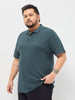 Plus Men's Dark Grey Solid Regular Fit Half Sleeve Cotton Polo T-Shirt