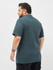 Plus Men's Dark Grey Solid Regular Fit Half Sleeve Cotton Polo T-Shirt