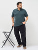Plus Men's Dark Grey Solid Regular Fit Half Sleeve Cotton Polo T-Shirt