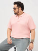 Plus Men's Dusty Pink Solid Regular Fit Half Sleeve Cotton Polo T-Shirt