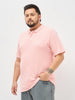 Plus Men's Dusty Pink Solid Regular Fit Half Sleeve Cotton Polo T-Shirt