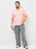 Plus Men's Dusty Pink Solid Regular Fit Half Sleeve Cotton Polo T-Shirt
