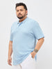 Plus Men's Light Sky Blue Solid Regular Fit Half Sleeve Cotton Polo T-Shirt