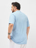 Plus Men's Light Sky Blue Solid Regular Fit Half Sleeve Cotton Polo T-Shirt