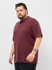 Plus Men's Maroon Solid Regular Fit Half Sleeve Cotton Polo T-Shirt