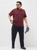 Plus Men's Maroon Solid Regular Fit Half Sleeve Cotton Polo T-Shirt