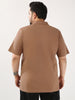 Plus Men's Mocha Mousse Solid Regular Fit Half Sleeve Cotton Polo T-Shirt