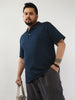 Plus Men's Navy Solid Regular Fit Half Sleeve Cotton Polo T-Shirt