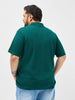 Plus Men's Teal Green Solid Regular Fit Half Sleeve Cotton Polo T-Shirt