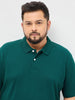 Plus Men's Teal Green Solid Regular Fit Half Sleeve Cotton Polo T-Shirt