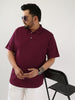Plus Men's Wine Solid Regular Fit Half Sleeve Cotton Polo T-Shirt