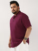 Plus Men's Wine Solid Regular Fit Half Sleeve Cotton Polo T-Shirt