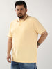 Plus Men's Light Beige Solid Regular Fit Half Sleeve Cotton Polo T-Shirt