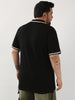 Plus Men's Black Solid Regular Fit Half Sleeve Cotton Polo T-Shirt
