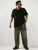 Plus Men's Black Solid Regular Fit Half Sleeve Cotton Polo T-Shirt