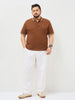 Plus Men's Chocolare Brown Solid Regular Fit Half Sleeve Cotton Polo T-Shirt