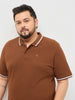 Plus Men's Chocolare Brown Solid Regular Fit Half Sleeve Cotton Polo T-Shirt