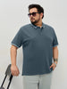 Plus Men's Dark Grey Solid Regular Fit Half Sleeve Cotton Polo T-Shirt