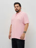 Plus Men's Dusty Pink Solid Regular Fit Half Sleeve Cotton Polo T-Shirt