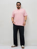 Plus Men's Dusty Pink Solid Regular Fit Half Sleeve Cotton Polo T-Shirt