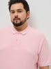 Plus Men's Dusty Pink Solid Regular Fit Half Sleeve Cotton Polo T-Shirt
