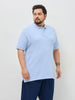 Plus Men's Light Sky Blue Solid Regular Fit Half Sleeve Cotton Polo T-Shirt