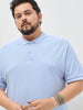 Plus Men's Light Sky Blue Solid Regular Fit Half Sleeve Cotton Polo T-Shirt