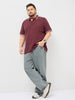 Plus Men's Maroon Solid Regular Fit Half Sleeve Cotton Polo T-Shirt