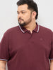 Plus Men's Maroon Solid Regular Fit Half Sleeve Cotton Polo T-Shirt