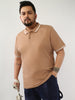 Plus Men's Mocha Mousse Solid Regular Fit Half Sleeve Cotton Polo T-Shirt