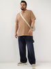 Plus Men's Mocha Mousse Solid Regular Fit Half Sleeve Cotton Polo T-Shirt