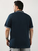 Plus Men's Navy Solid Regular Fit Half Sleeve Cotton Polo T-Shirt