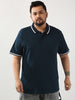 Plus Men's Navy Solid Regular Fit Half Sleeve Cotton Polo T-Shirt