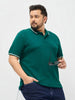 Plus Men's Teal Green Solid Regular Fit Half Sleeve Cotton Polo T-Shirt
