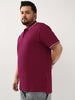 Plus Men's Wine Solid Regular Fit Half Sleeve Cotton Polo T-Shirt