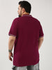 Plus Men's Wine Solid Regular Fit Half Sleeve Cotton Polo T-Shirt