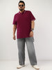 Plus Men's Wine Solid Regular Fit Half Sleeve Cotton Polo T-Shirt