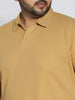 Plus Men's Beige Textured Regular Fit Half Sleeve Cotton Polo T-Shirt