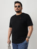 Plus Men's Black Solid Regular Fit Round Neck Cotton T-Shirt