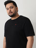 Plus Men's Black Solid Regular Fit Round Neck Cotton T-Shirt