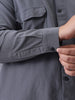 Plus Men's Grey Cotton Full Sleeve Relaxed Fit Shacket with Utility Pockets