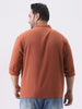 Plus Men's Rust Cotton Full Sleeve Relaxed Fit Shacket with Utility Pockets